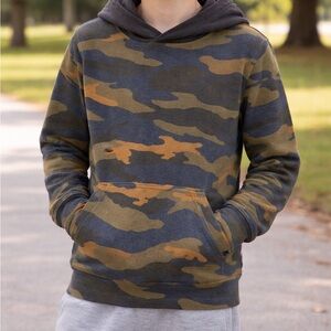 Boys Camouflage Hoodie Sweatshirt - Olive/Charcoal Size 9-10